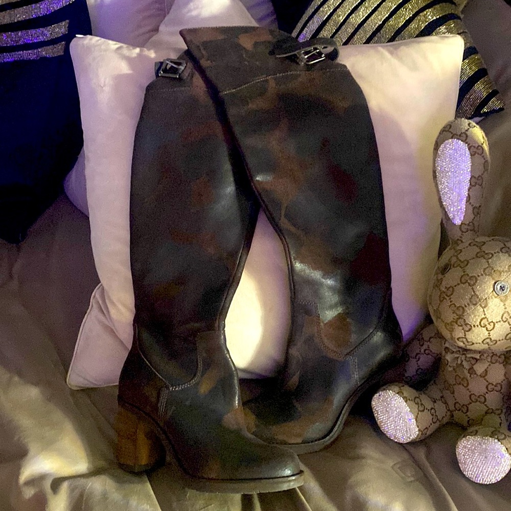 Donald J Pliner Over the knee vintage suede espresso boots with chunky heel